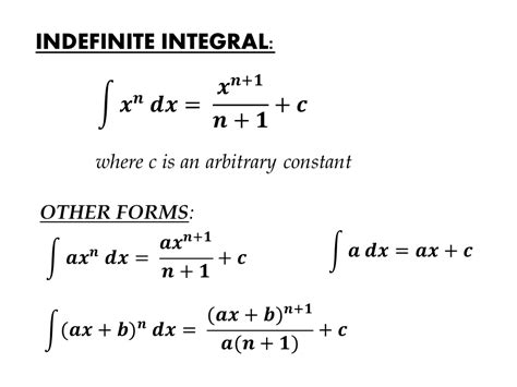 An indefinite integral does not have any particular start and end values, it is the general formula. (A definite integral has start and end values.) See: Definite Integral. Introduction to Integration. Illustrated definition of Indefinite Integral: An integral is a way of adding slices to find the whole.